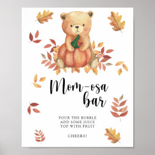 Póster de barra de Mom-osa de oso y calabaza