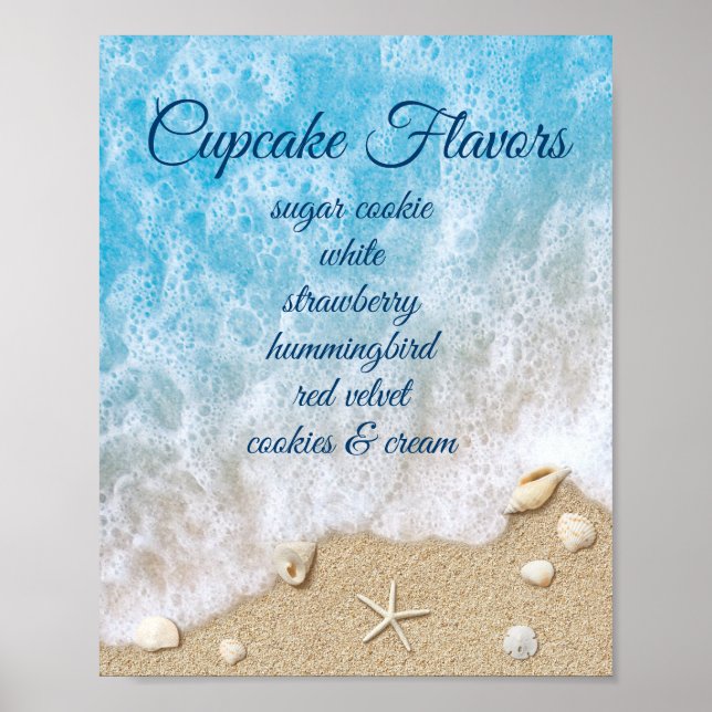 Póster de barra de postres de olas de playa azul (Frente)
