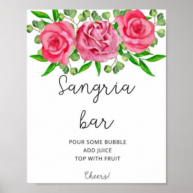 Póster de barra de sangría floral acuarela (Frente)