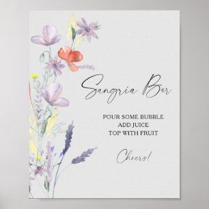 Póster de barra de sangría floral moderna acuarela