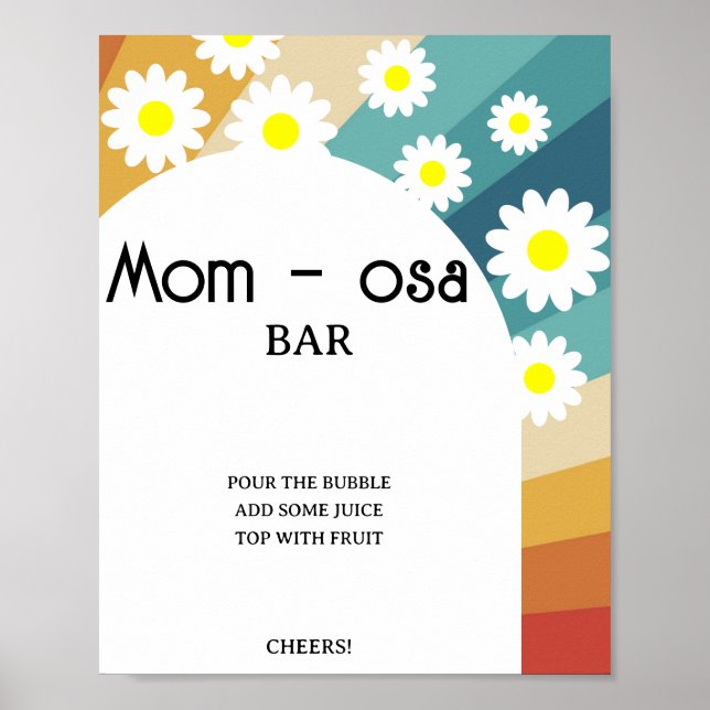Póster de barra Mom-osa Retro Groovy (Frente)