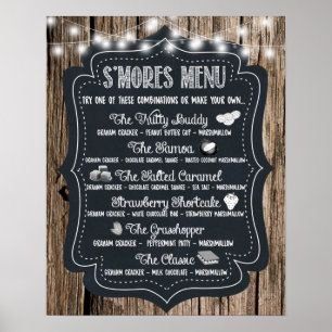 Poster de barras S'mores Rótulo Boda de impresión
