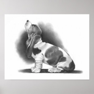 POSTER DE BASSET HOUND: ARTE DEL REALISMO DEL