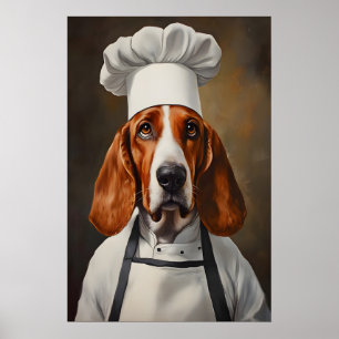Póster de Basset Hound con gorro de chef, Póster d