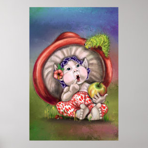 Póster de Bebé Hongo y Oruga - Pintura