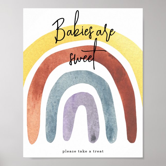 Póster de bebés arcoíris boho acuarela dulce (Frente)