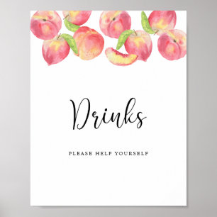 Póster de bebidas de melocotón acuarela sírvete tú