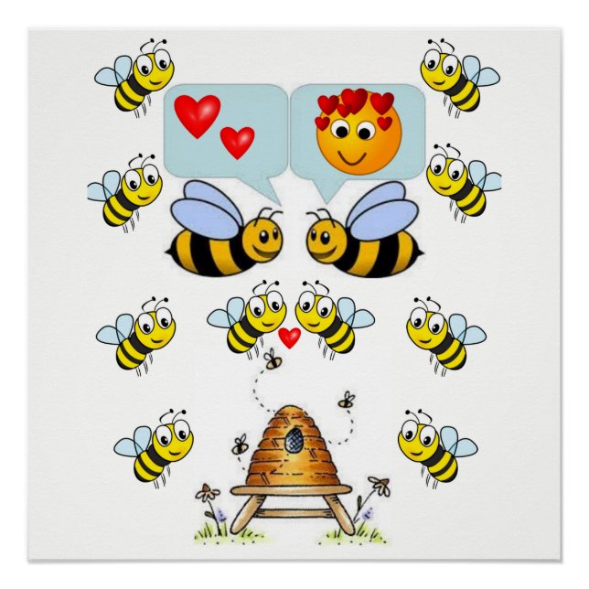 poster de bee niños de color amarillo blanco (Anverso)