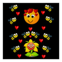 poster de bee niños de color amarillo negro