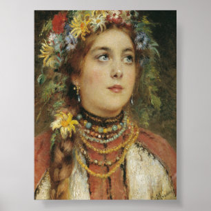 Póster de Belleza Rusa en Guirnalda de Verano