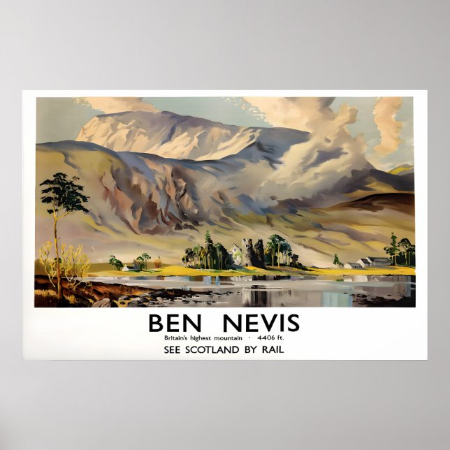Póster de Ben Nevis Escocia Impresión de viaje vin (Frente)