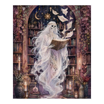 Póster de Biblioteca Fantasmal Esquelética Gótica