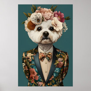 Póster de Bichon Frise con traje, Bichon Frise