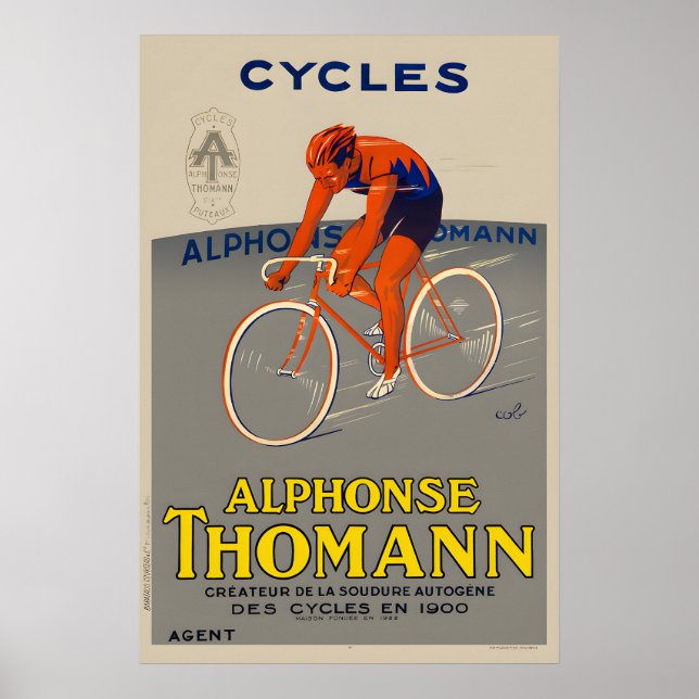 Póster de bicicleta Cycles Alphonse Thomann (Frente)