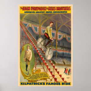 Póster de bicicleta del circo Kilpatrick's Ride