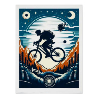 Póster de bicicleta postal