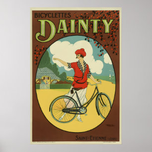 Póster de bicicleta vintage delicada de bicicletas