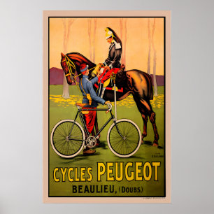 Póster de bicicleta vintage Peugeot