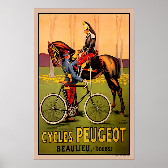 Póster de bicicleta vintage Peugeot (Frente)