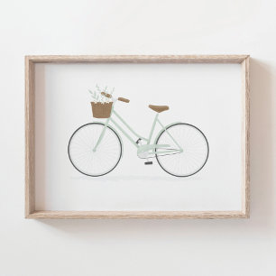 Póster de bicicleta vintage verde menta