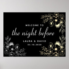 Póster de bienvenida a la cena de ensayo negro