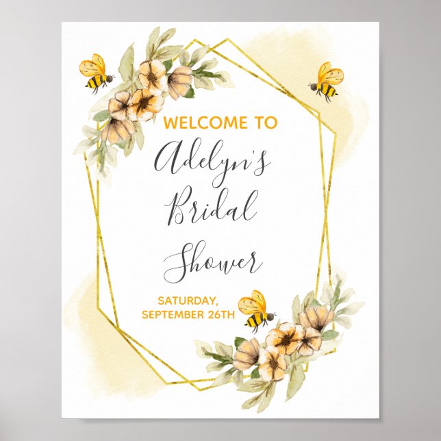 Póster de bienvenida a la fiesta de boda de abeja (Frente)