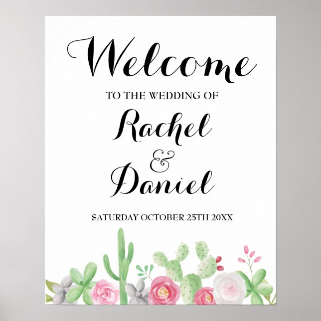 Póster de bienvenida a la fiesta de boda de México (Frente)