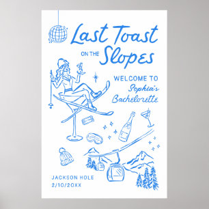 Póster de bienvenida a la fiesta de soltera en la