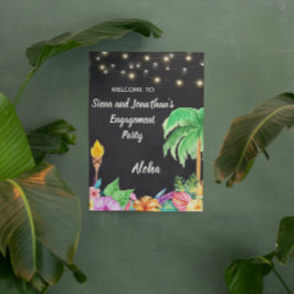 Póster de bienvenida a la fiesta hawaiana tropical