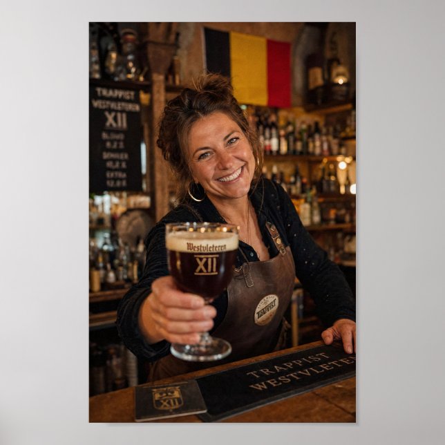 Póster de bienvenida a la taberna trapista belga (Frente)