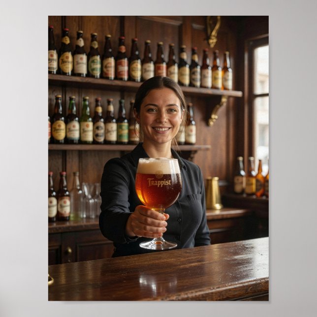 Póster de bienvenida a la taberna trapista belga (Frente)