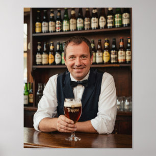 Póster de bienvenida a la taberna trapista belga