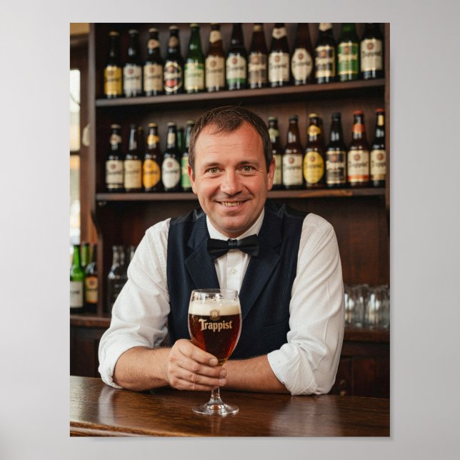 Póster de bienvenida a la taberna trapista belga (Frente)