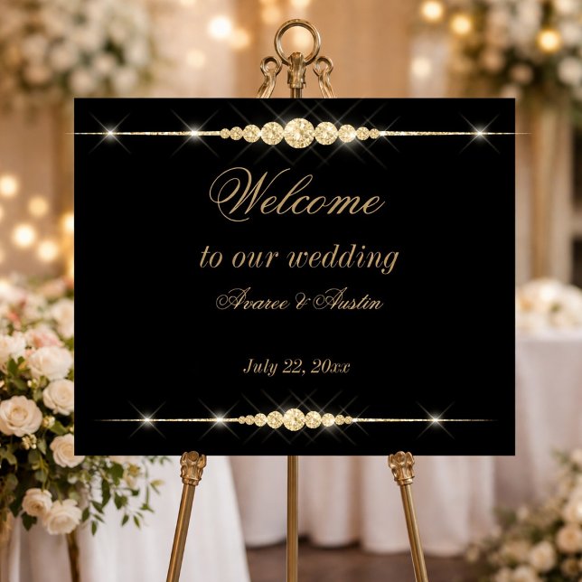 Póster de bienvenida a nuestra boda de diamantes y (Subido por el creador)