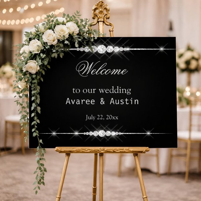 Póster de bienvenida a nuestra boda de diamantes y (Subido por el creador)