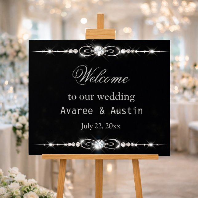 Póster de bienvenida a nuestra boda de diamantes y (Subido por el creador)