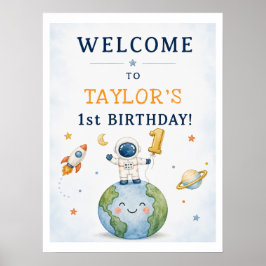 Póster de bienvenida al 1er cumpleaños del cohete 