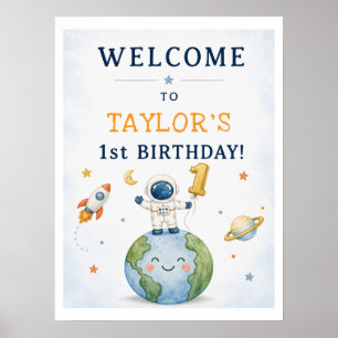 Póster de bienvenida al 1er cumpleaños del cohete 