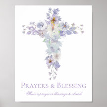 Póster de bienvenida al bautismo con cruz floral d