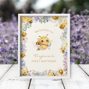Póster de Bienvenida al Cumpleaños de Abeja