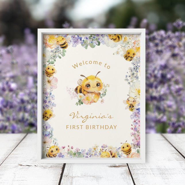 Póster de Bienvenida al Cumpleaños de Abeja (Bee Birthday Welcome Poster
)