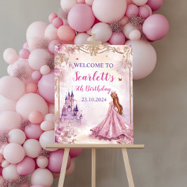 Póster de bienvenida al cumpleaños de princesa ros