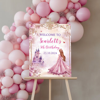 Póster de bienvenida al cumpleaños de princesa ros