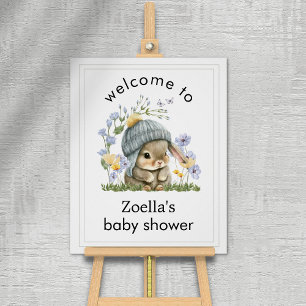Póster de bienvenida Baby Shower Simple Conejito L