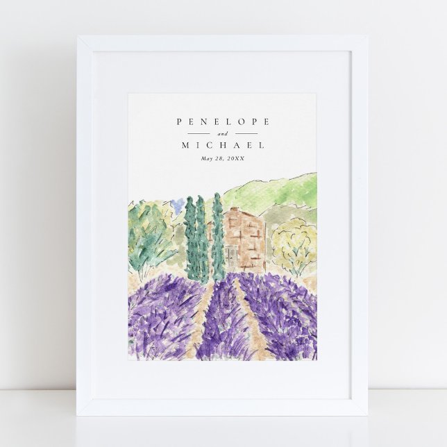 Póster de bienvenida boda Campos de lavanda acuare (Subido por el creador)