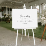 Póster de Bienvenida Boda Española<br><div class="desc">Este póster de boda boda española es perfecto para una española moderna. El diseño,  sencillo y elegante,  presenta una tipografía clásica y linda en blanco y negro. Haga de este poster su nombre paterno el nombre de la novia y la amistad,  y la fecha del boda.</div>