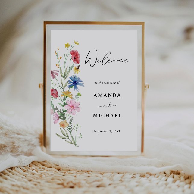 Póster de bienvenida con flores silvestres elegant (Subido por el creador)