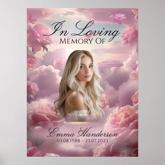 Póster de bienvenida conmemorativa de flores etern (Frente)