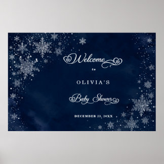 Póster de bienvenida Copo de nieve de medianoche p
