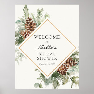 Póster de bienvenida de baby shower de invierno de